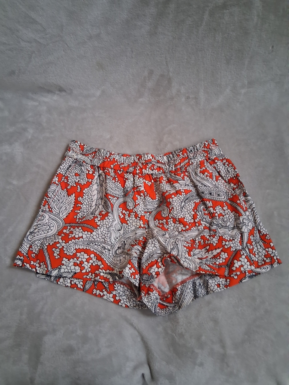 J. Crew Orange and White Paisley Elastic-Waist Shorts